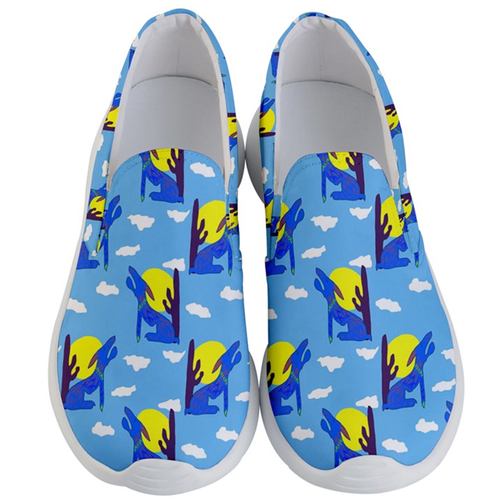 Blue Coyote Pattern Men s Lightweight Slip Ons