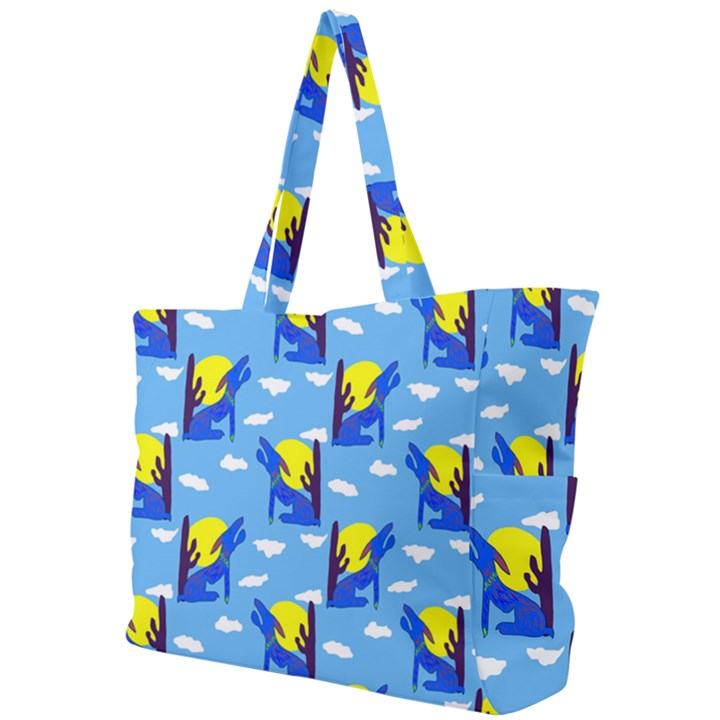 Blue Coyote Pattern Simple Shoulder Bag