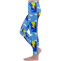 Blue Coyote Pattern Kids  Lightweight Velour Leggings View2