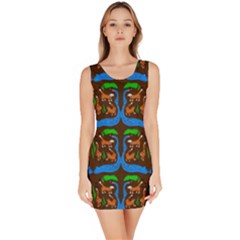 Foxes Pattern Bodycon Dress by bloomingvinedesign