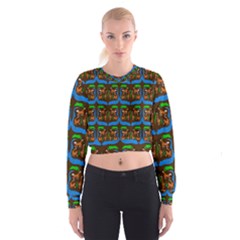 Foxes Pattern Cropped Sweatshirt by bloomingvinedesign