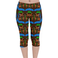 Foxes Pattern Velvet Capri Leggings 