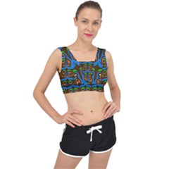 Foxes Pattern V-back Sports Bra by bloomingvinedesign