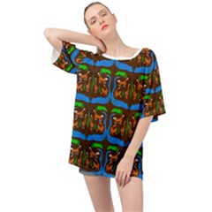 Foxes Pattern Oversized Chiffon Top