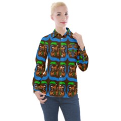 Foxes Pattern Women s Long Sleeve Pocket Shirt