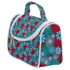 Red And Blue Green Floral Pattern Satchel Handbag