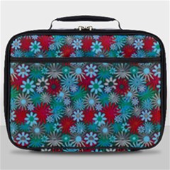 Red And Blue Green Floral Pattern Full Print Lunch Bag by bloomingvinedesign