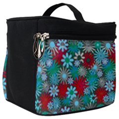 Red And Blue Green Floral Pattern Make Up Travel Bag (big) by bloomingvinedesign