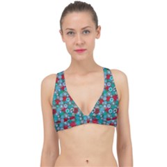 Red And Blue Green Floral Pattern Classic Banded Bikini Top