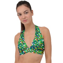 Funky Sequins Halter Plunge Bikini Top