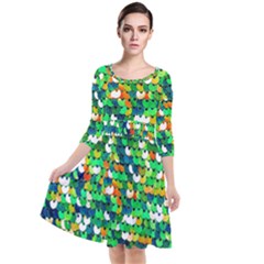 Funky Sequins Quarter Sleeve Waist Band Dress