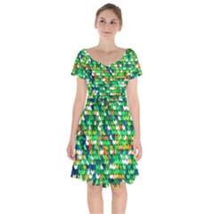 Funky Sequins Short Sleeve Bardot Dress