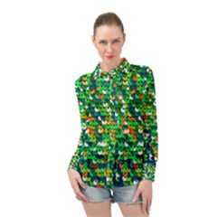 Funky Sequins Long Sleeve Chiffon Shirt