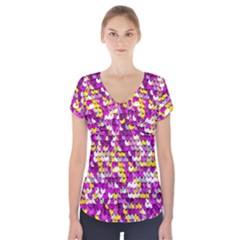 Funky Sequins Short Sleeve Front Detail Top by essentialimage