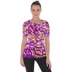 Funky Sequins Shoulder Cut Out Short Sleeve Top by essentialimage