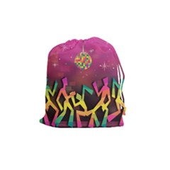 Dancing Colorful Disco Drawstring Pouch (Medium)