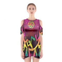 Dancing Colorful Disco Shoulder Cutout One Piece Dress