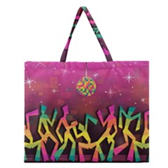 Dancing Colorful Disco Zipper Large Tote Bag