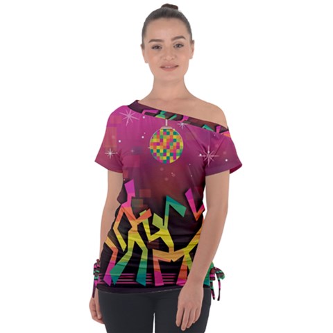 Dancing Colorful Disco Tie-up Tee by Bajindul