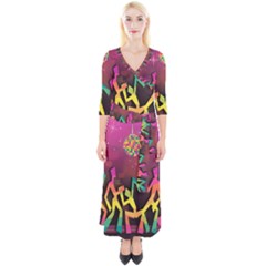 Dancing Colorful Disco Quarter Sleeve Wrap Maxi Dress by Bajindul