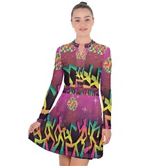 Dancing Colorful Disco Long Sleeve Panel Dress