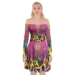 Dancing Colorful Disco Off Shoulder Skater Dress by Bajindul