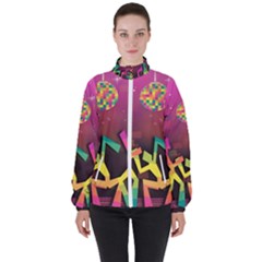 Dancing Colorful Disco Women s High Neck Windbreaker by Bajindul