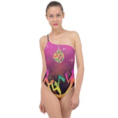 Dancing Colorful Disco Classic One Shoulder Swimsuit