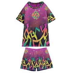 Dancing Colorful Disco Kids  Swim Tee and Shorts Set