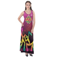 Dancing Colorful Disco Sleeveless Velour Maxi Dress by Bajindul