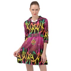 Dancing Colorful Disco Mini Skater Shirt Dress