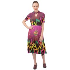 Dancing Colorful Disco Keyhole Neckline Chiffon Dress