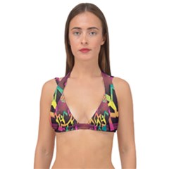 Dancing Colorful Disco Double Strap Halter Bikini Top