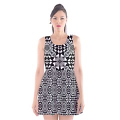 Fabric Geometric Shape Scoop Neck Skater Dress