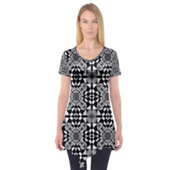 Fabric Geometric Shape Short Sleeve Tunic 