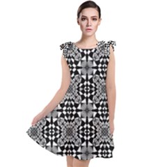 Fabric Geometric Shape Tie Up Tunic Dress