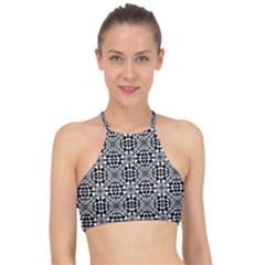 Fabric Geometric Shape Racer Front Bikini Top