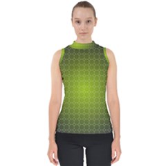 Hexagon Background Plaid Mock Neck Shell Top