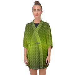 Hexagon Background Plaid Half Sleeve Chiffon Kimono