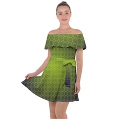 Hexagon Background Plaid Off Shoulder Velour Dress