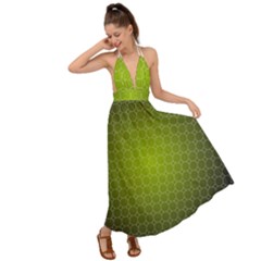 Hexagon Background Plaid Backless Maxi Beach Dress