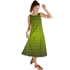 Hexagon Background Plaid Summer Maxi Dress