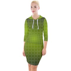 Hexagon Background Plaid Quarter Sleeve Hood Bodycon Dress