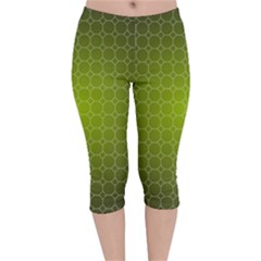 Hexagon Background Plaid Velvet Capri Leggings 