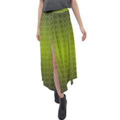 Hexagon Background Plaid Velour Split Maxi Skirt