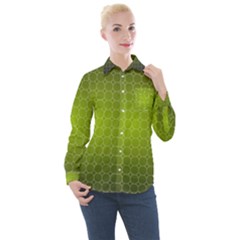 Hexagon Background Plaid Women s Long Sleeve Pocket Shirt