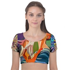 #art #illustration #drawing #infinitepainter #artist #sketch #mirrorart #jwildfire #mirrorlab #galle Webp Net Resizeimage (8) Velvet Short Sleeve Crop Top  by soulone