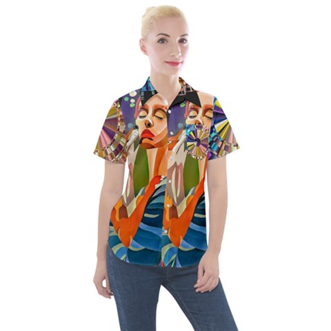 #art #illustration #drawing #infinitepainter #artist #sketch #mirrorart #jwildfire #mirrorlab #galle Webp Net Resizeimage (8) Women s Short Sleeve Pocket Shirt by soulone