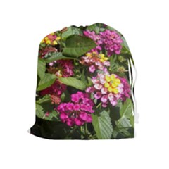 Summer Lantana W Bee Drawstring Pouch (xl) by Riverwoman