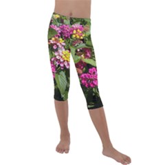 Summer Lantana W Bee Kids  Lightweight Velour Capri Leggings  by Riverwoman